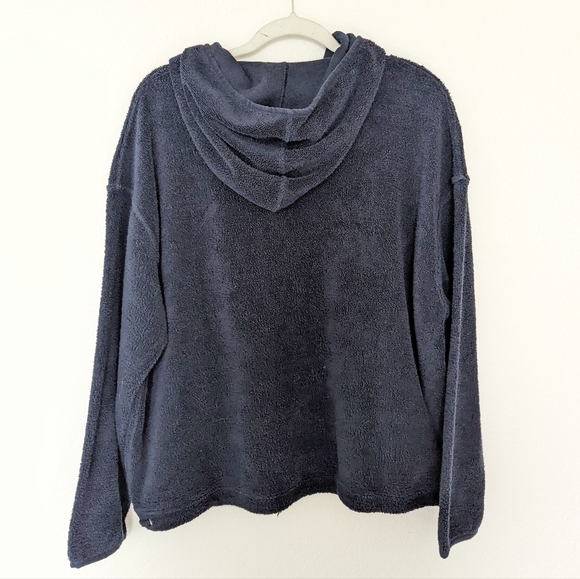 Tory Burch Josie Terry Beach Hoodie Navy Size Medium - Picture 3 of 5
